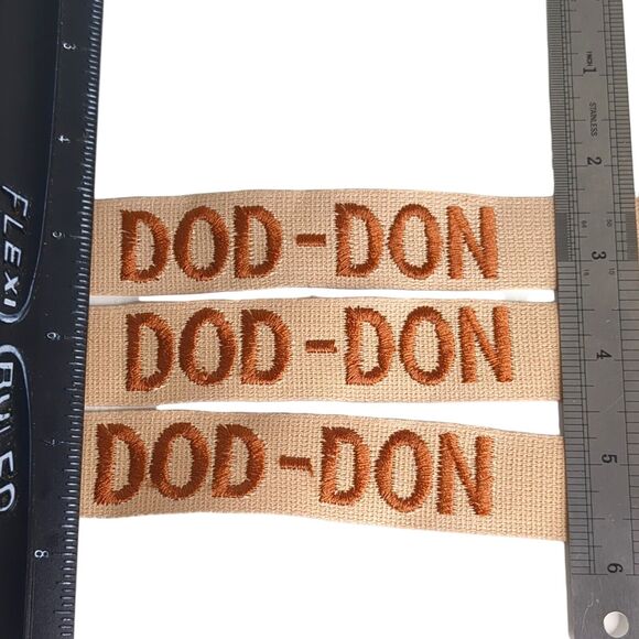 Lot of 3 DOD- DON Sew On Embroidered Name Tape - Khaki Letters 1" Tall - Picture 1 of 3